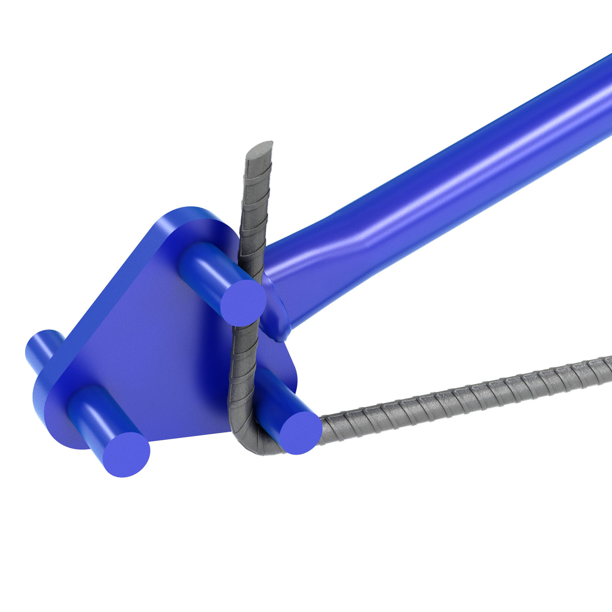 Bon Rebar Bender 3-Pin: blue tubular steel handle, 34in long with 4in head, for bending 5/8in rebar