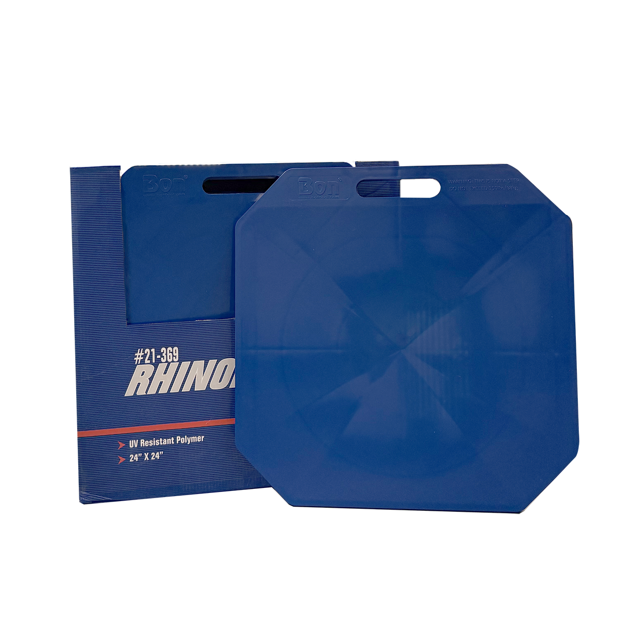 Rhinoboard Mortar Board 24x24 inch blue bricklayers spot board with chamfered corners and water-resistant surface.