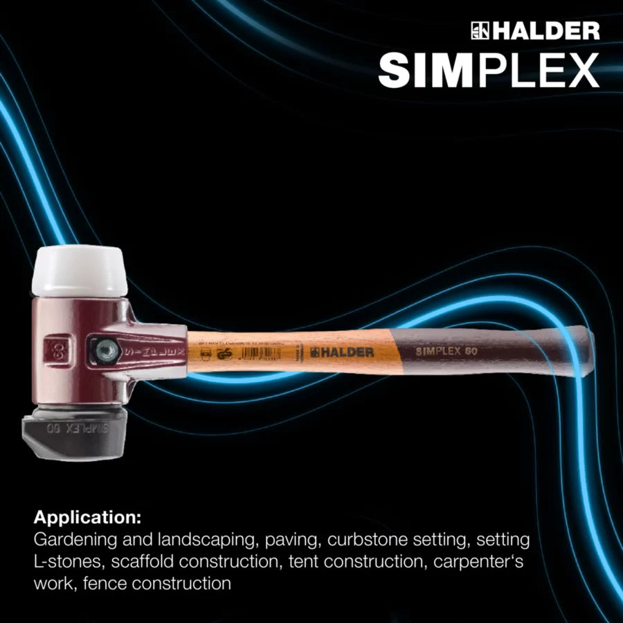 Halder Simplex soft-face mallet, cast iron housing - "Stand-Up" / Superplastic
