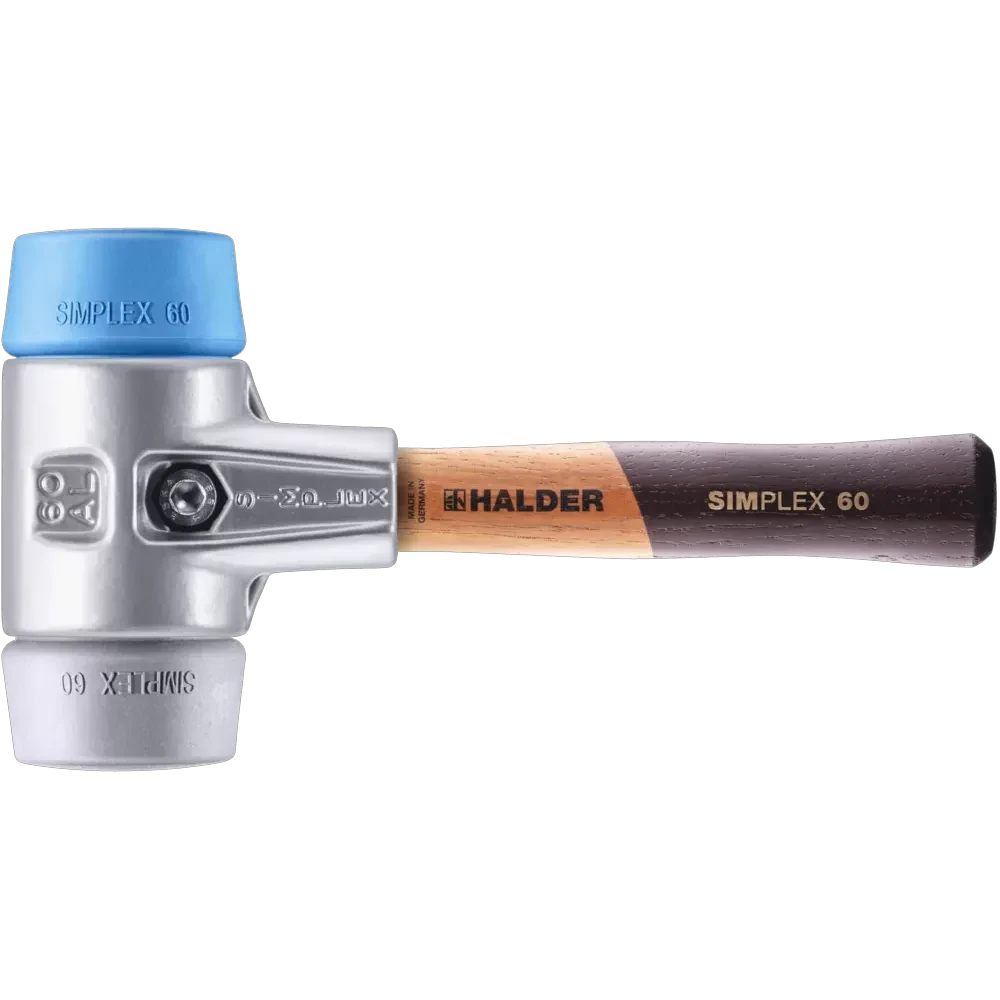 Halder 3013.082 Simplex Mallet with Soft Blue Rubber and Grey Rubber I - Haus of Tools
