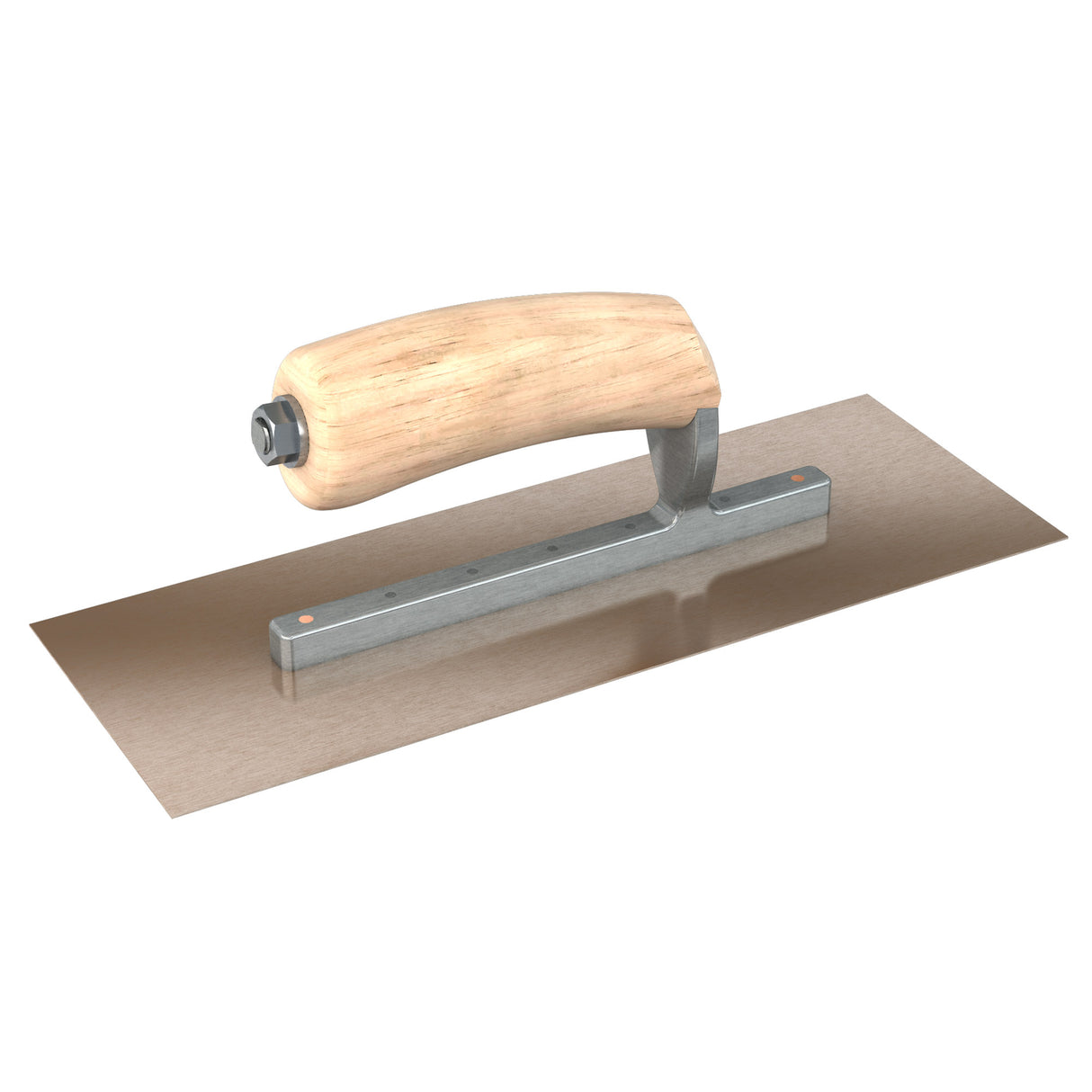 Bon Tool Golden Stainless Steel Square End Finish Trowel - Short Shank - Camel Back Wood Handle