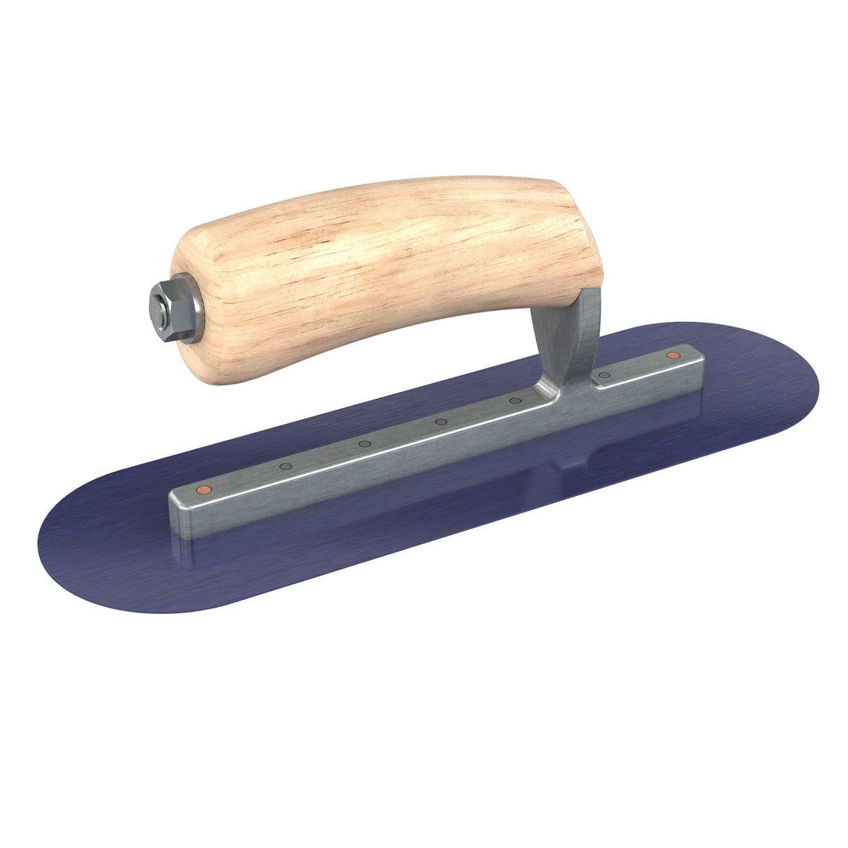 Bon Tool Blue Steel Round End Finish Trowel - Camel Back Wood Handle