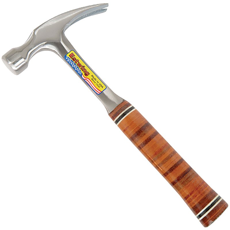 Estwing Straight Claw Hammer Leather Handle - One Piece Forged Steel