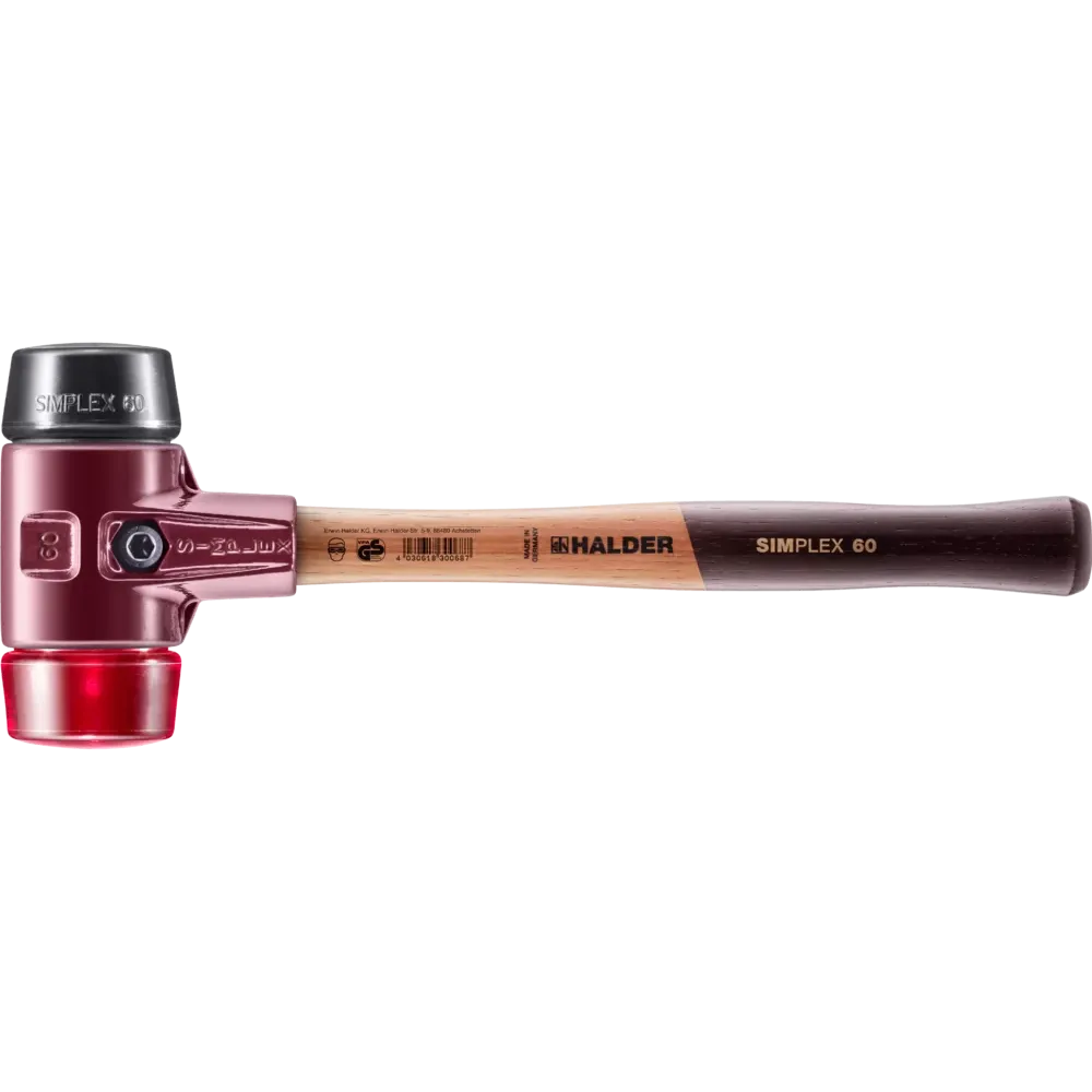 Halder Simplex soft-face mallet, cast iron housing - Rubber Composition / Plastic