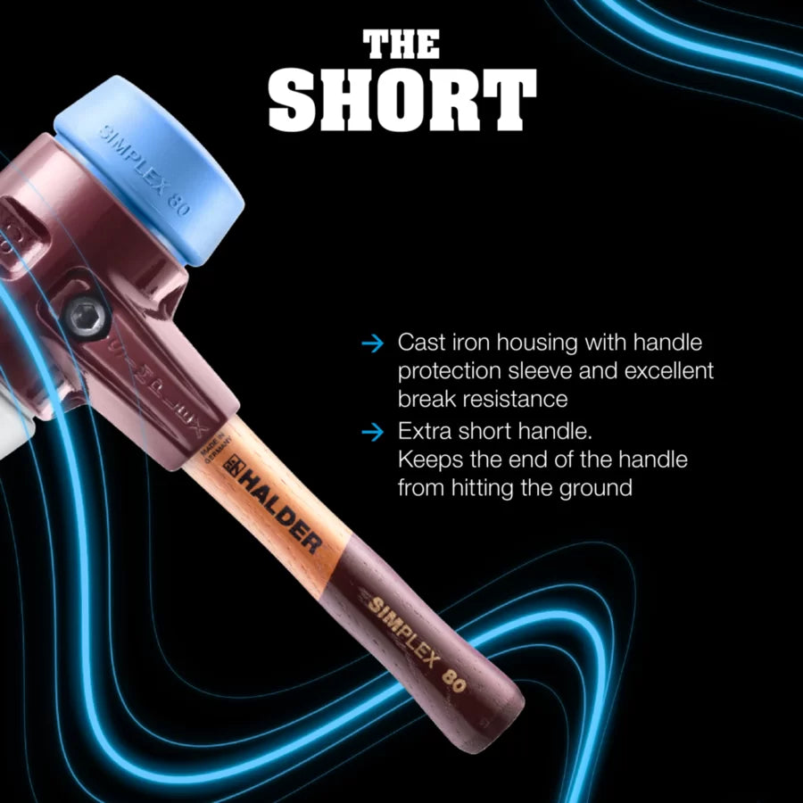 Halder Simplex soft-face mallet, cast iron housing - "Stand-Up" / Superplastic - Short Handle