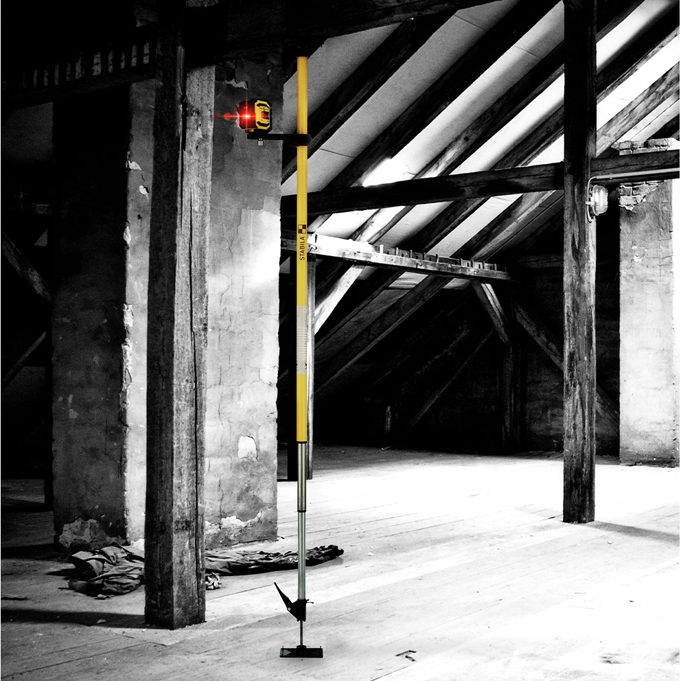 Stabila Telescopic Laser Pole LT30 Height Adjustable 20 To 365 Cm With Universal Threaded Platform For Interior Trades