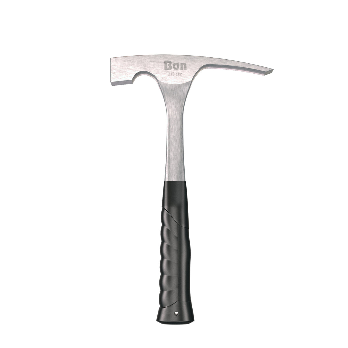 Bon Tool Brick Hammer Solid Steel 20oz - One-Piece Forged Carbon Steel Construction With Contoured Non-Slip Vinyl Grip