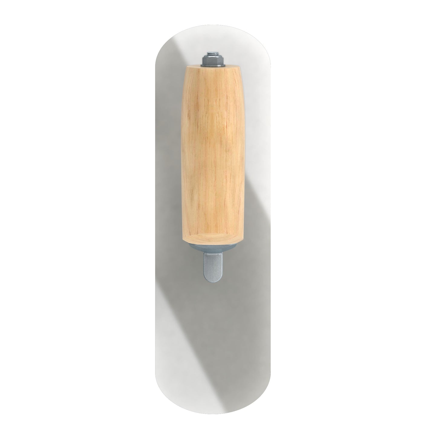Bon Tool Plexiglass swimming pool trowel with camel-back wood handle, short shank and flexible rounded blade