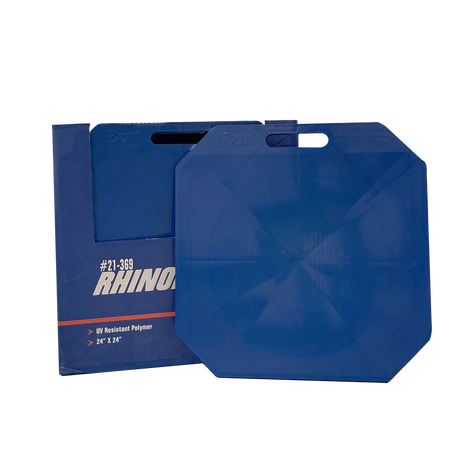 Rhinoboard Mortar Board 24x24 inch blue bricklayers spot board with chamfered corners and water-resistant surface.