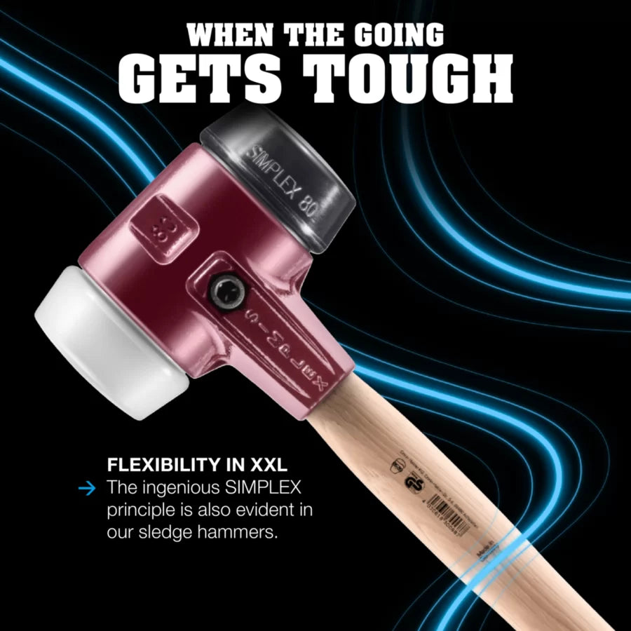 Halder Simplex soft-face sledge hammer, cast iron housing - Rubber composition / Superplastic