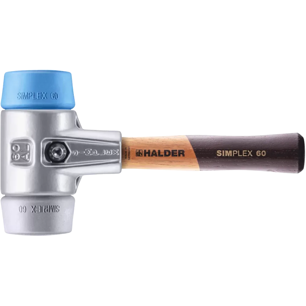 Halder Simplex soft-face mallet, aluminium housing - TPE-soft / TPE-mid - Short Handle