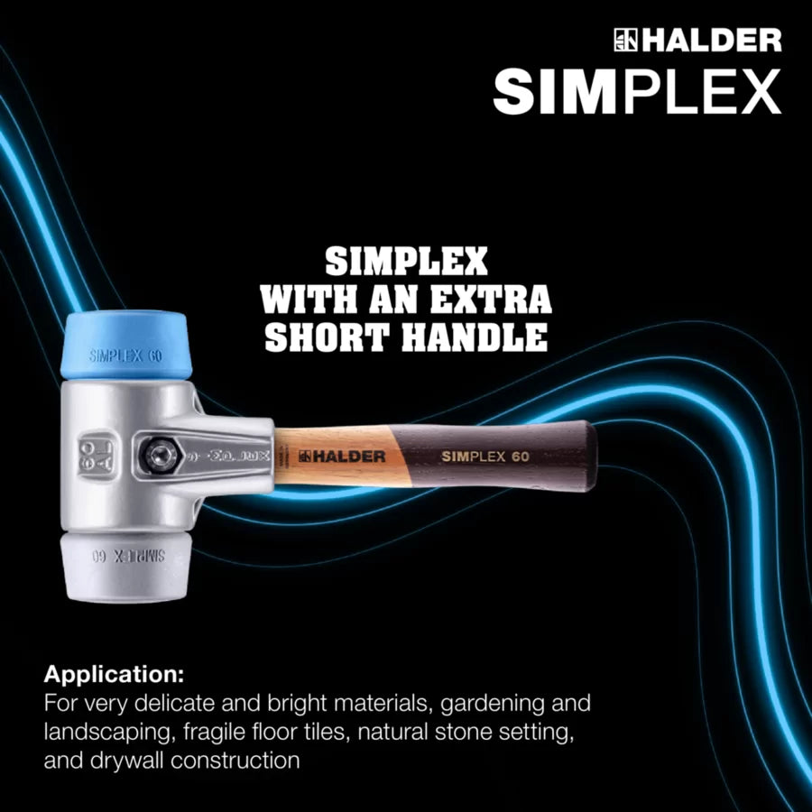 Halder Simplex soft-face mallet, aluminium housing - TPE-soft / TPE-mid - Short Handle