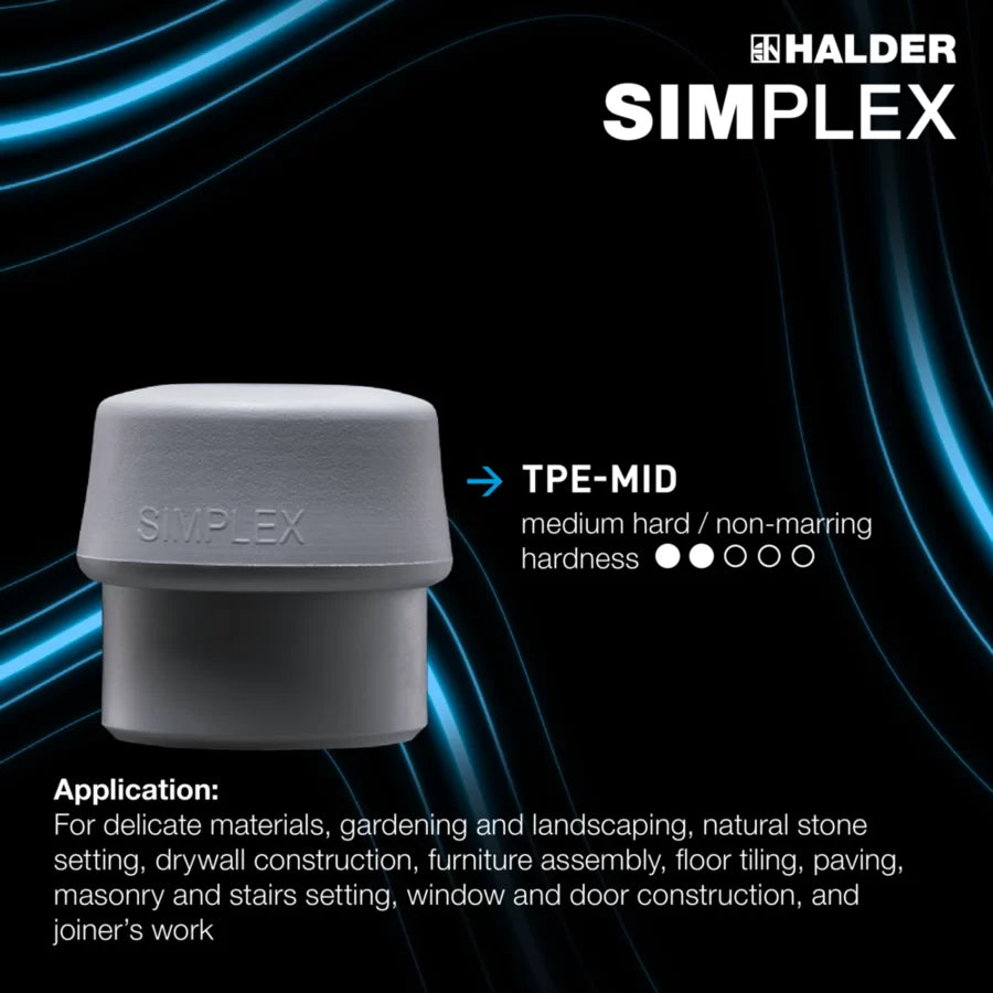 Halder Simplex soft-face mallet, aluminium housing - TPE-soft / TPE-mid - Short Handle