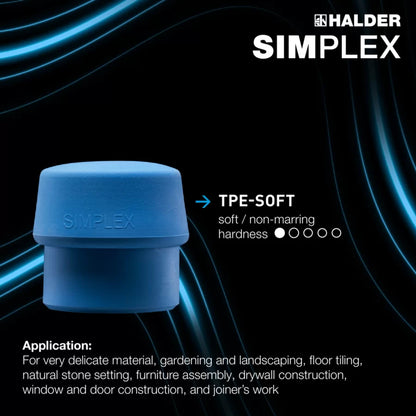 Halder Simplex soft-face mallet, aluminium housing - TPE-soft / TPE-mid - Short Handle