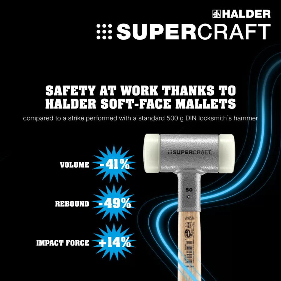 Halder Supercraft soft-face mallet, steel tube handle