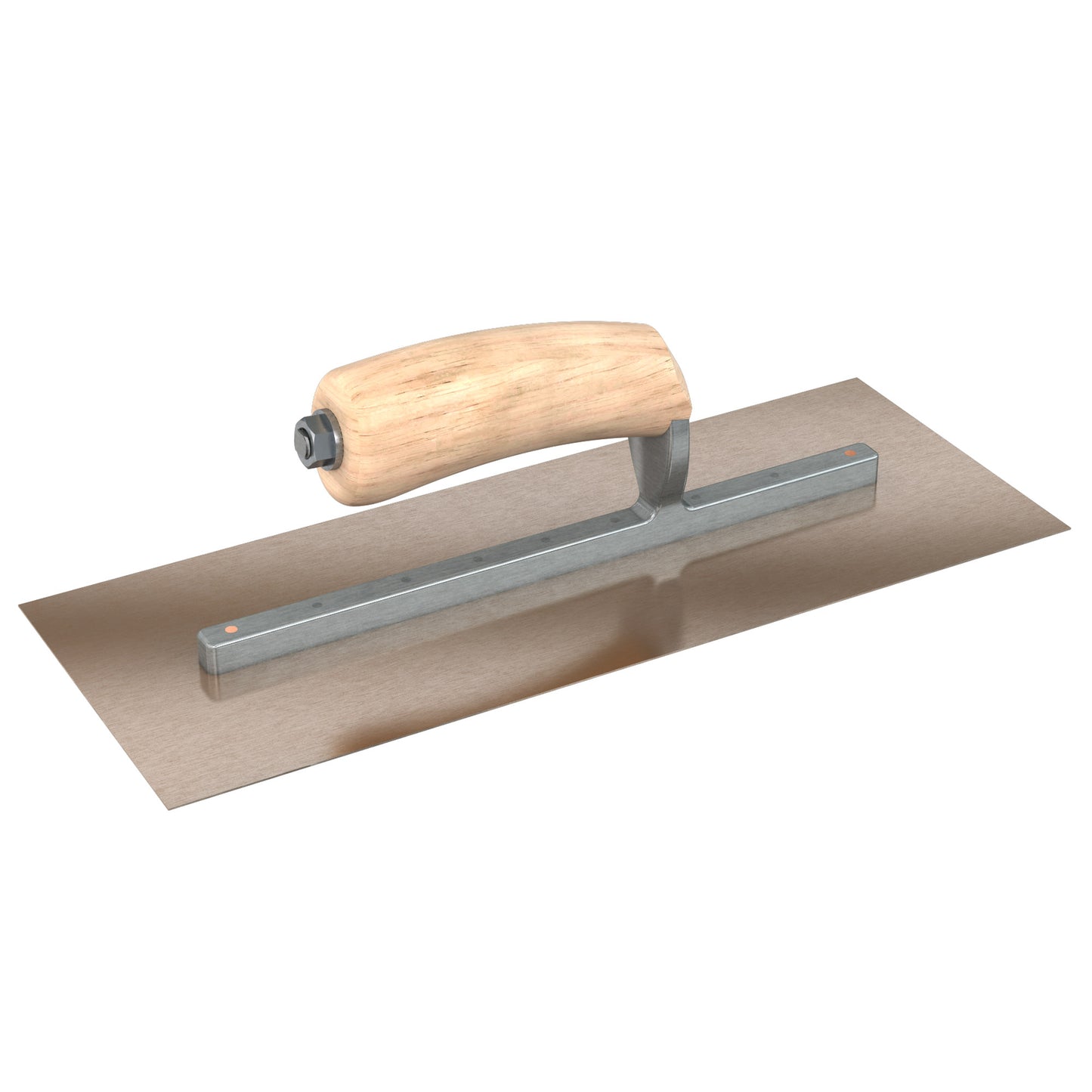 Bon Tool Golden Stainless Steel Square End Finish Trowel - Long Shank - Camel Back Wood Handle