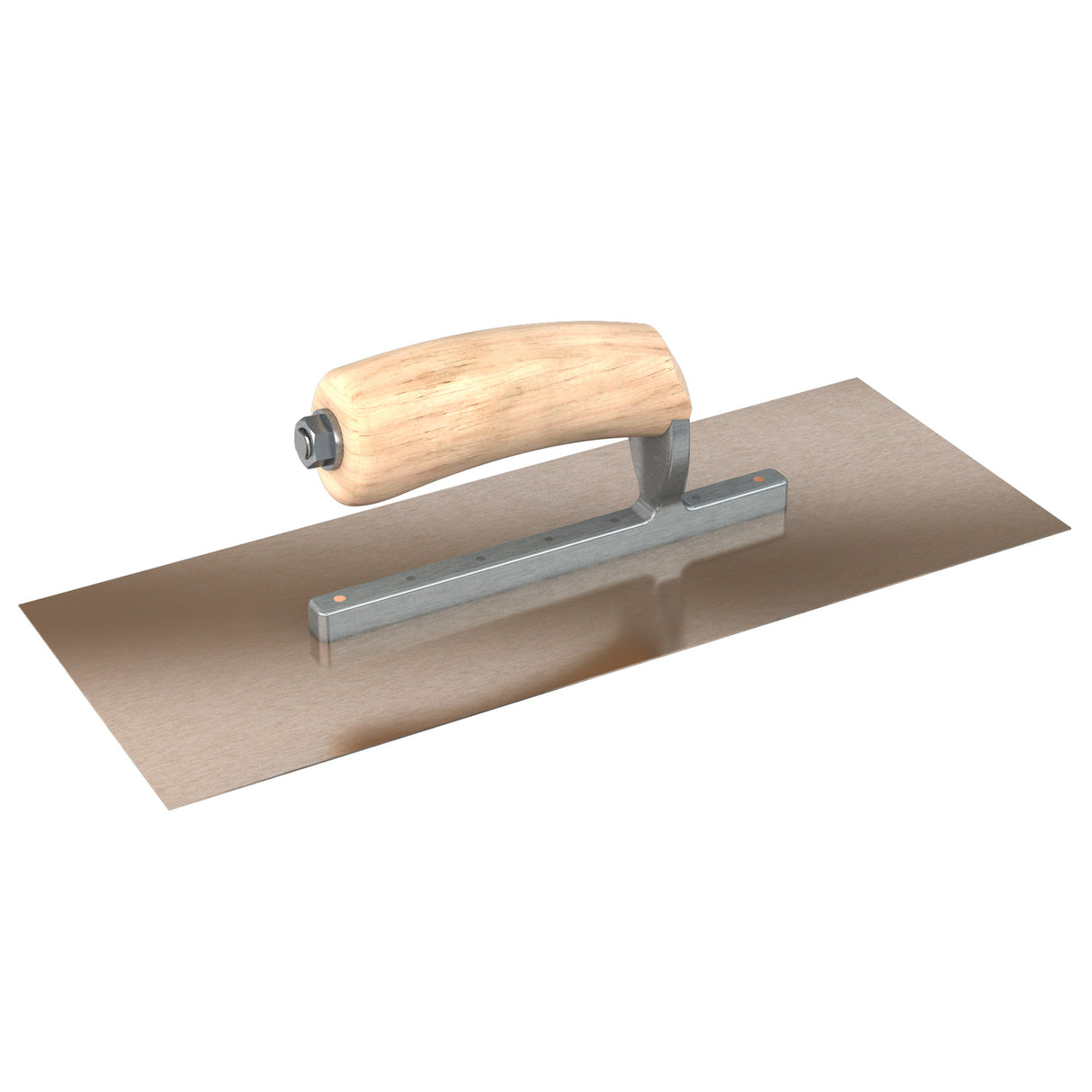 Bon Tool Golden Stainless Steel Square End Finish Trowel - Short Shank - Camel Back Wood Handle