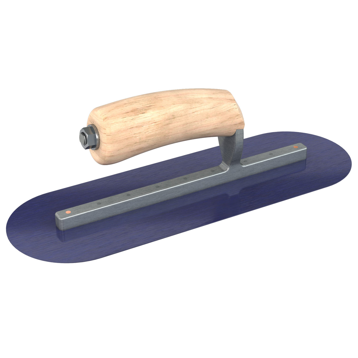 Bon Tool Blue Steel Round End Finish Trowel - Camel Back Wood Handle