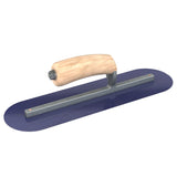Bon Tool Blue Steel Round End Finish Trowel - Camel Back Wood Handle
