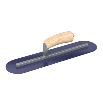 Bon Tool Blue Steel Round End Finish Trowel - Camel Back Wood Handle