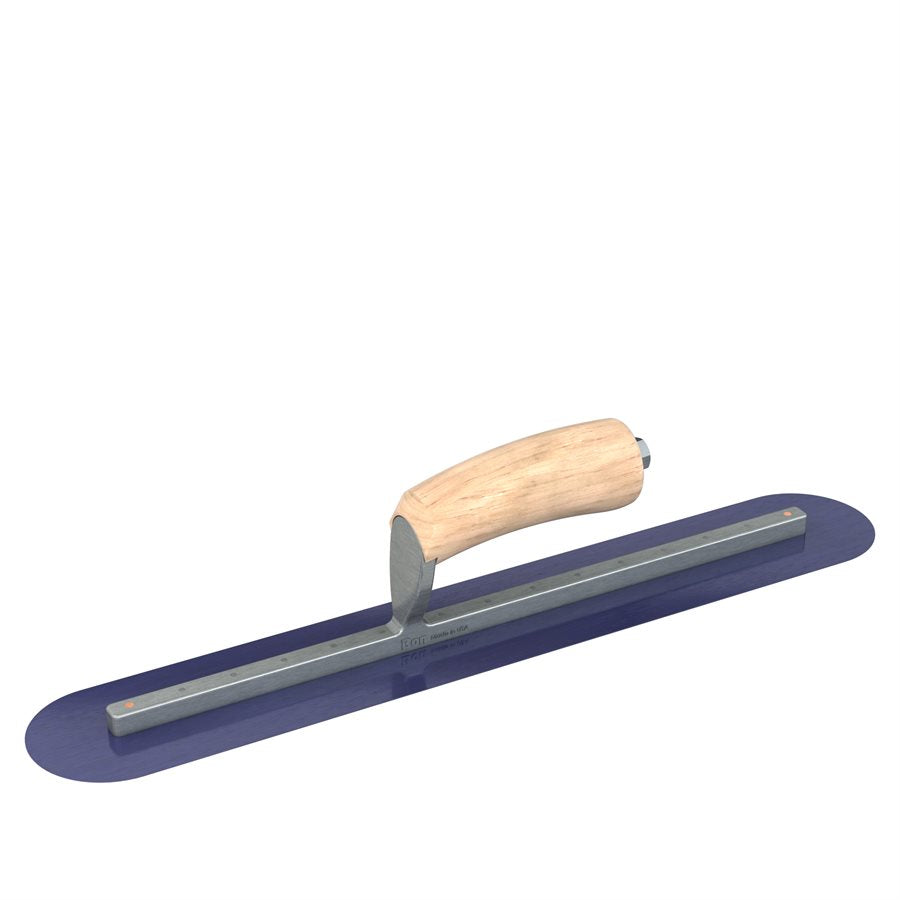Bon Tool Blue Steel Round End Finish Trowel - Camel Back Wood Handle