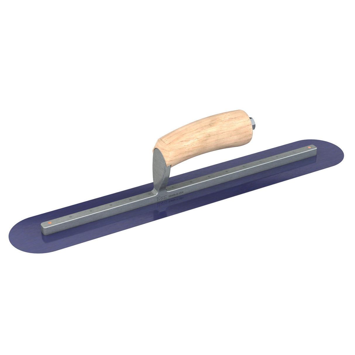 Bon Tool Blue Steel Round End Finish Trowel - Camel Back Wood Handle