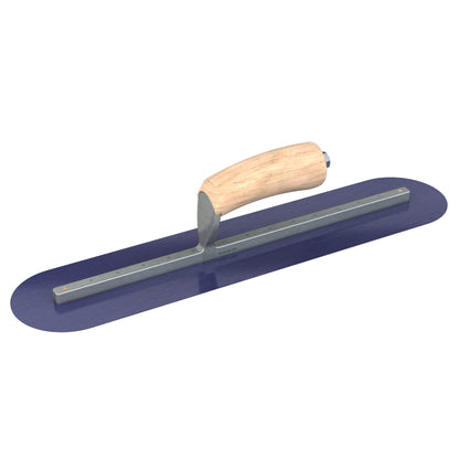 Bon Tool Blue Steel Round End Finish Trowel - Camel Back Wood Handle