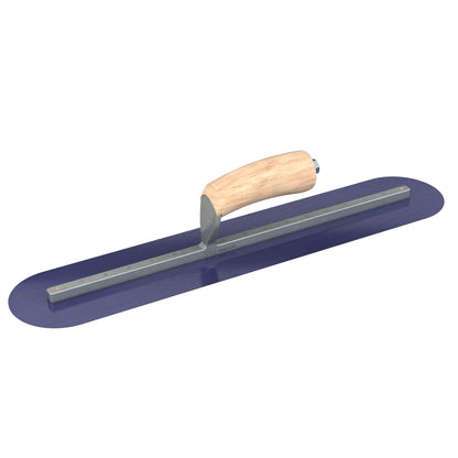 Bon Tool Blue Steel Round End Finish Trowel - Camel Back Wood Handle