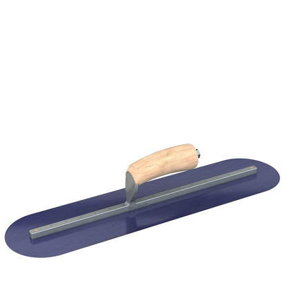 Bon Tool Blue Steel Round End Finish Trowel - Camel Back Wood Handle