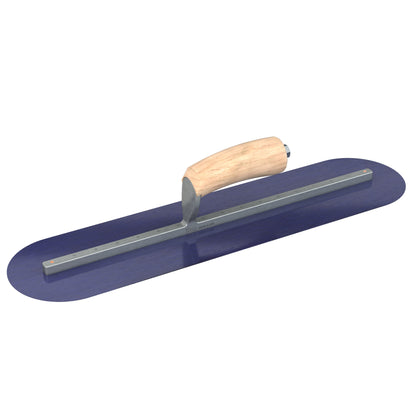 Bon Tool Blue Steel Round End Finish Trowel - Camel Back Wood Handle