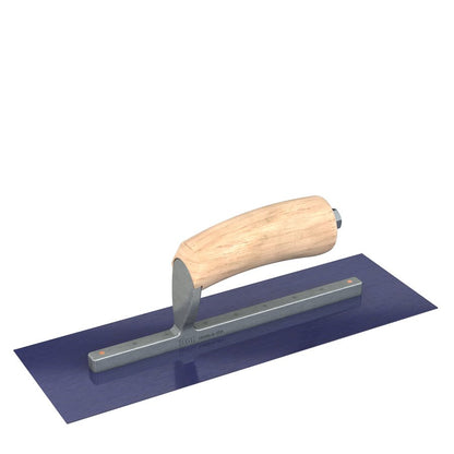 Bon Tool Blue Steel Square End Finish Trowel - Camel Back Wood Handle