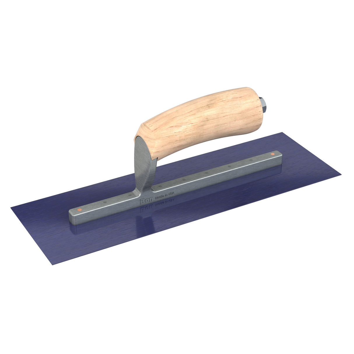Bon Tool Blue Steel Square End Finish Trowel - Camel Back Wood Handle
