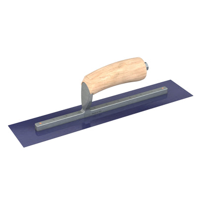 Bon Tool Blue Steel Square End Finish Trowel - Camel Back Wood Handle