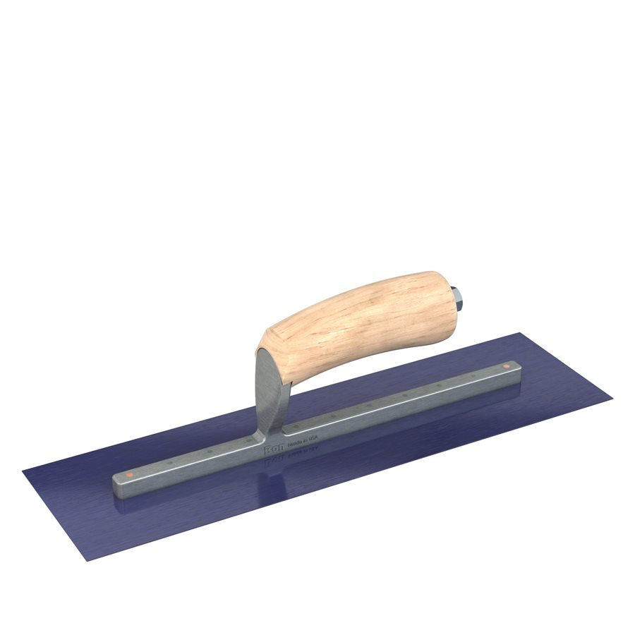 Bon Tool Blue Steel Square End Finish Trowel - Camel Back Wood Handle