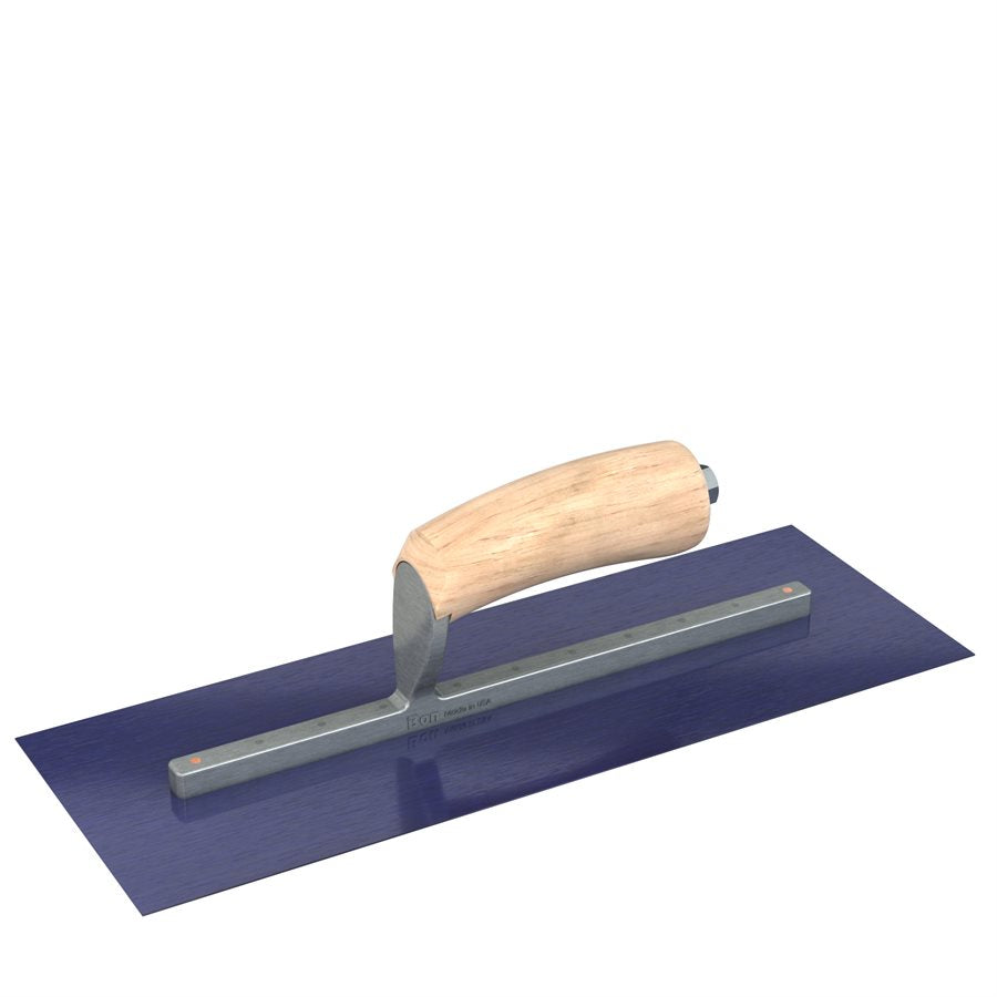 Bon Tool Blue Steel Square End Finish Trowel - Camel Back Wood Handle