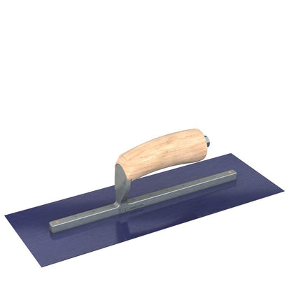 Bon Tool Blue Steel Square End Finish Trowel - Camel Back Wood Handle