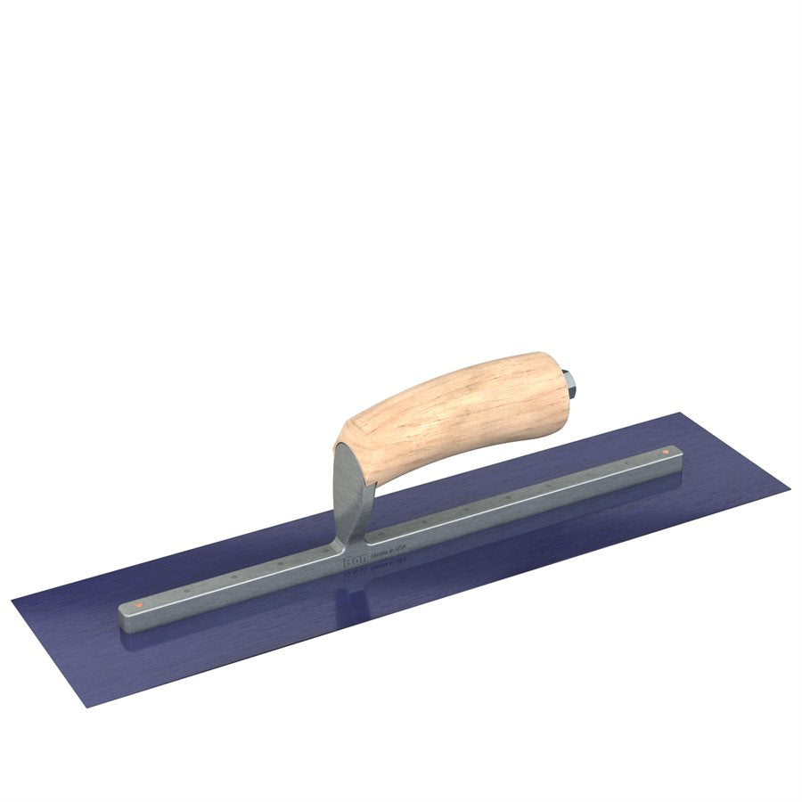 Bon Tool Blue Steel Square End Finish Trowel - Camel Back Wood Handle