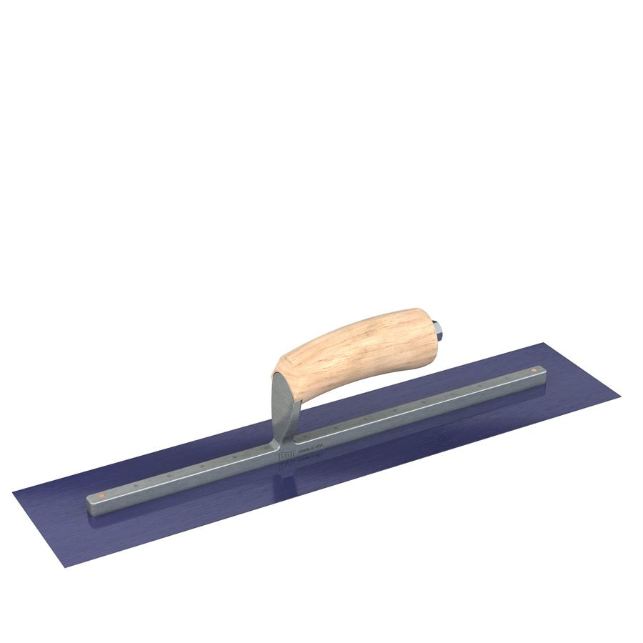 Bon Tool Blue Steel Square End Finish Trowel - Camel Back Wood Handle