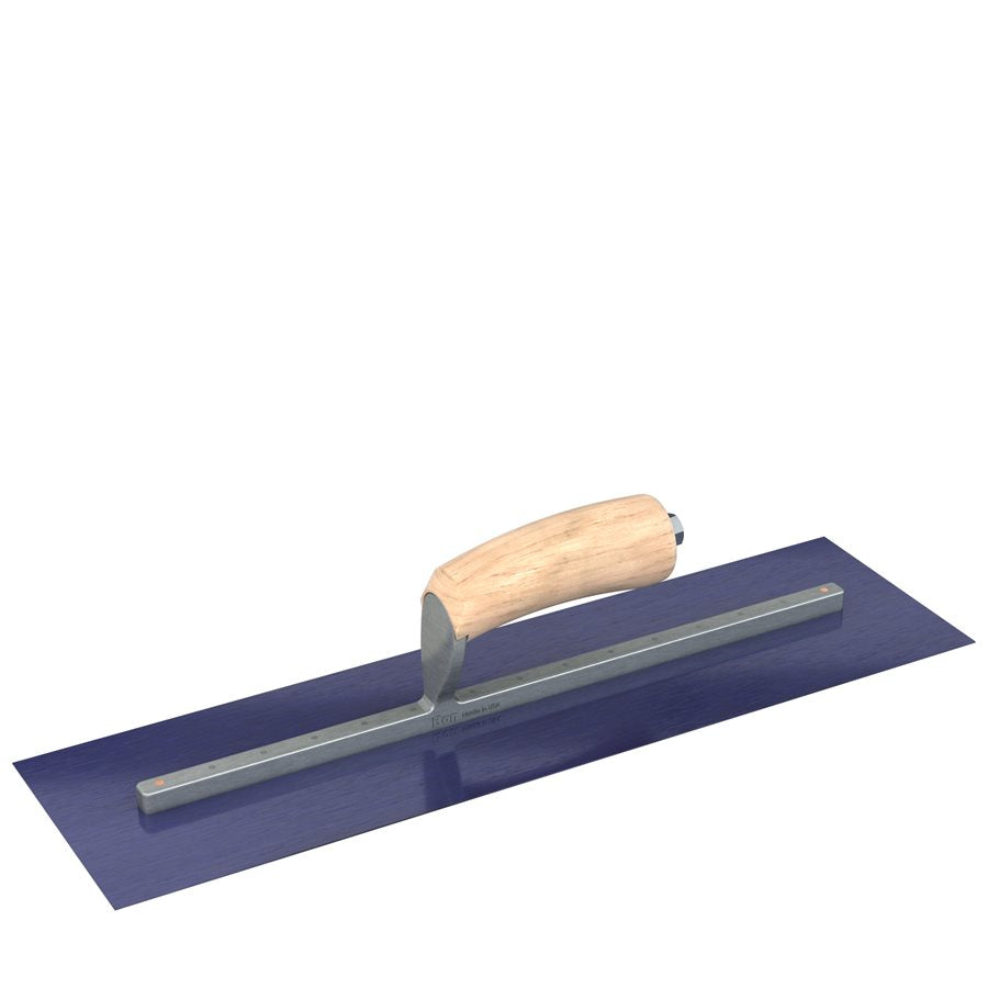 Bon Tool Blue Steel Square End Finish Trowel - Camel Back Wood Handle