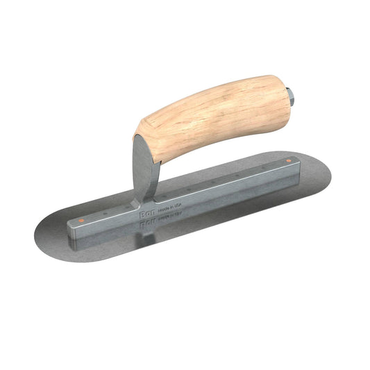 Bon Tool Carbon Steel Round End Finish Trowel - Camel Back Wood Handle