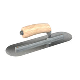 Bon Tool Carbon Steel Round End Finish Trowel - Camel Back Wood Handle