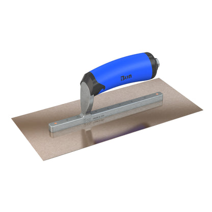 Bon Tool Golden Stainless Steel Square End Finish Trowel - Long Shank - Comfort Wave Handle