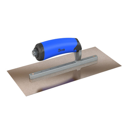 Bon Tool Golden Stainless Steel Square End Finish Trowel - Long Shank - Comfort Wave Handle