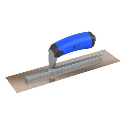 Bon Tool Golden Stainless Steel Square End Finish Trowel - Long Shank - Comfort Wave Handle