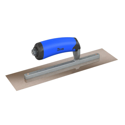 Bon Tool Golden Stainless Steel Square End Finish Trowel - Long Shank - Comfort Wave Handle