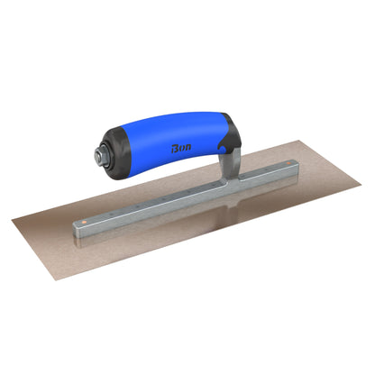 Bon Tool Golden Stainless Steel Square End Finish Trowel - Long Shank - Comfort Wave Handle