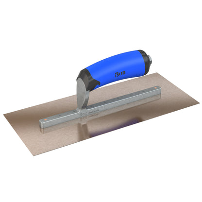 Bon Tool Golden Stainless Steel Square End Finish Trowel - Long Shank - Comfort Wave Handle