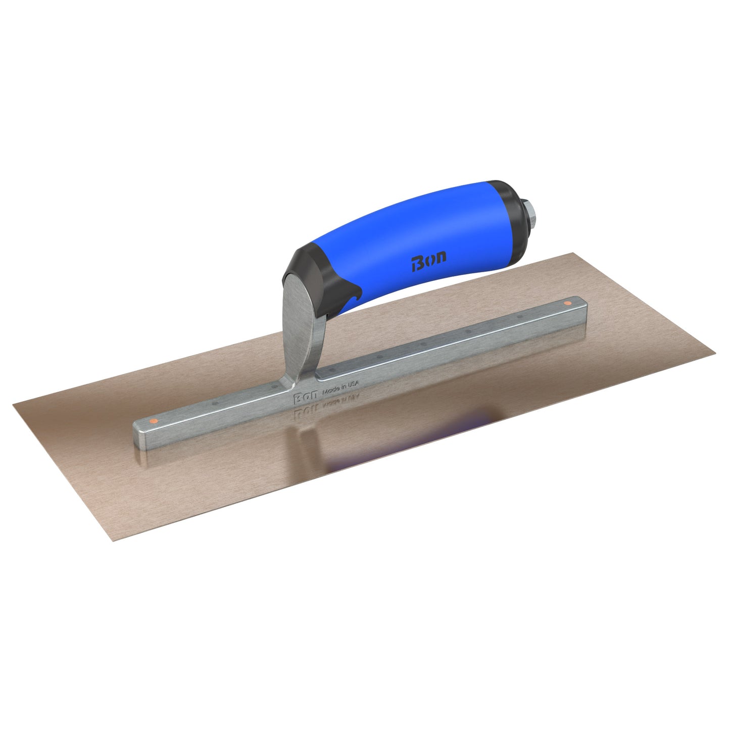 Bon Tool Golden Stainless Steel Square End Finish Trowel - Long Shank - Comfort Wave Handle