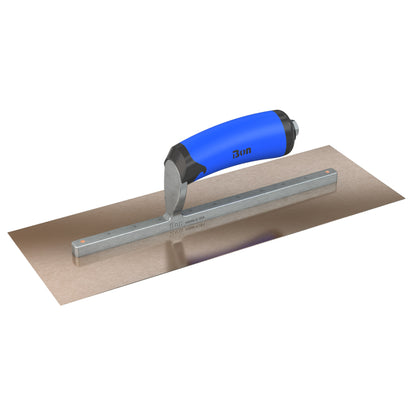 Bon Tool Golden Stainless Steel Square End Finish Trowel - Long Shank - Comfort Wave Handle
