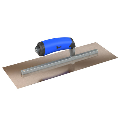 Bon Tool Golden Stainless Steel Square End Finish Trowel - Long Shank - Comfort Wave Handle